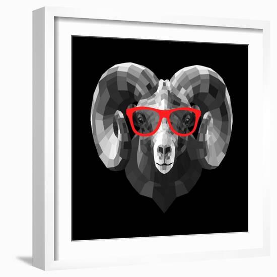 Ram in Red Glasses-Lisa Kroll-Framed Premium Giclee Print