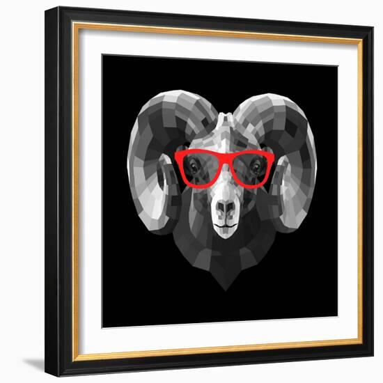 Ram in Red Glasses-Lisa Kroll-Framed Premium Giclee Print
