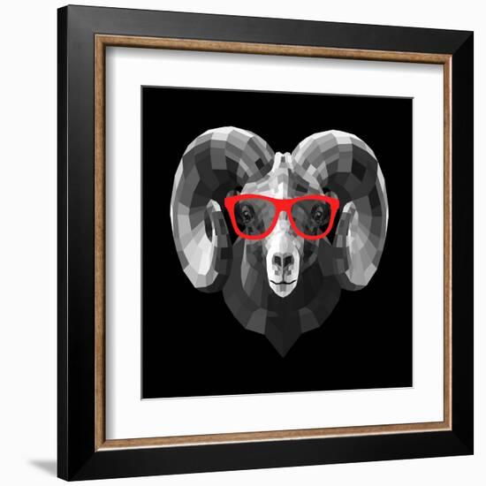 Ram in Red Glasses-Lisa Kroll-Framed Art Print