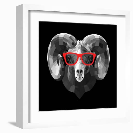 Ram in Red Glasses-Lisa Kroll-Framed Art Print