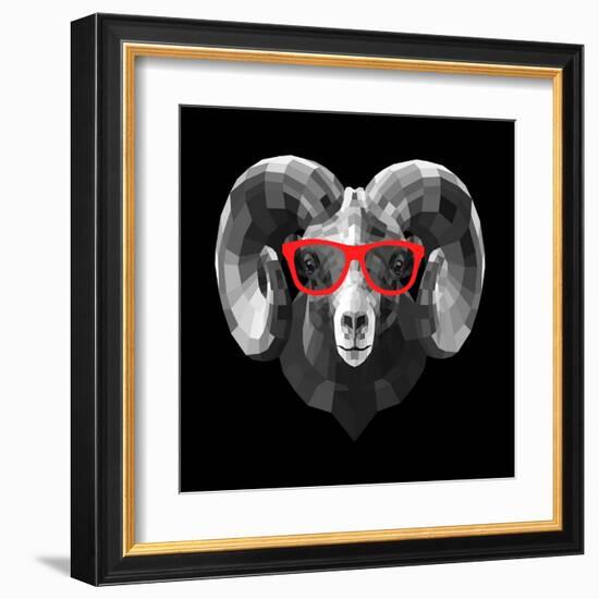 Ram in Red Glasses-Lisa Kroll-Framed Art Print