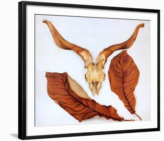 Ram's Skull with Brown Leaves-Georgia O'Keeffe-Framed Art Print