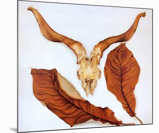 Ram's Skull with Brown Leaves-Georgia O'Keeffe-Mounted Art Print