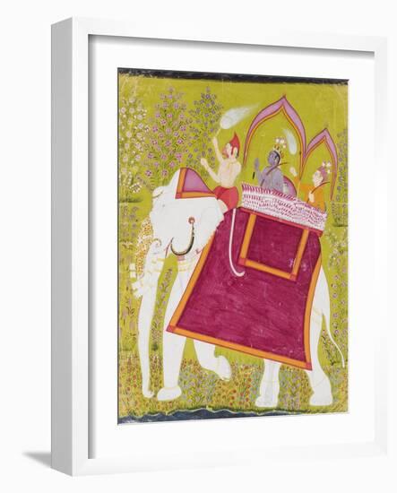 Rama and Lakshman in the Howdah of a White Elephant with Hanuman as Mahout, Late 18th Century-null-Framed Giclee Print