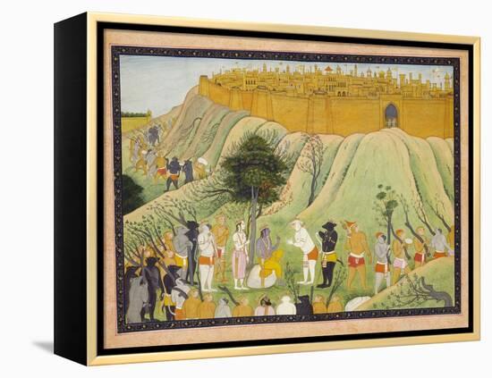 Rama and Lakshmana in Counsel with the Monkey and Bear Allies, C.1800 (Gouache)-null-Framed Premier Image Canvas