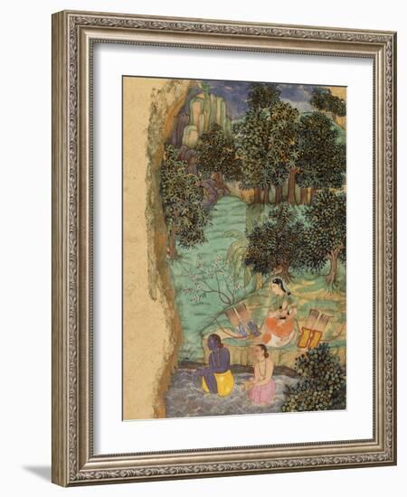 Rama and Lakshmana Offering Water to their Dead Father on the Banks of the Mandakini River, C.1595-null-Framed Giclee Print