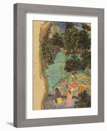 Rama and Lakshmana Offering Water to their Dead Father on the Banks of the Mandakini River, C.1595-null-Framed Giclee Print