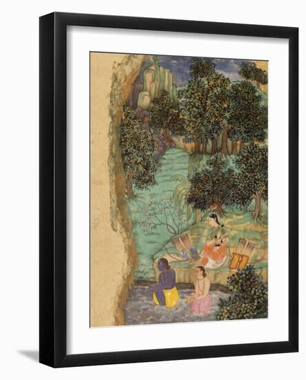 Rama and Lakshmana Offering Water to their Dead Father on the Banks of the Mandakini River, C.1595-null-Framed Giclee Print