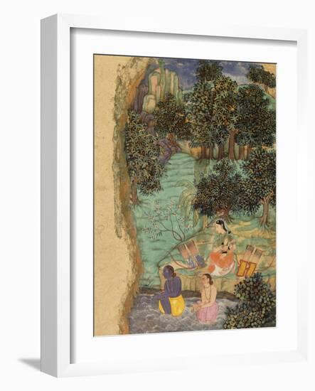 Rama and Lakshmana Offering Water to their Dead Father on the Banks of the Mandakini River, C.1595-null-Framed Giclee Print