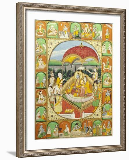 Rama and Sita Enthroned. Mandi, c.1800-1820-null-Framed Giclee Print