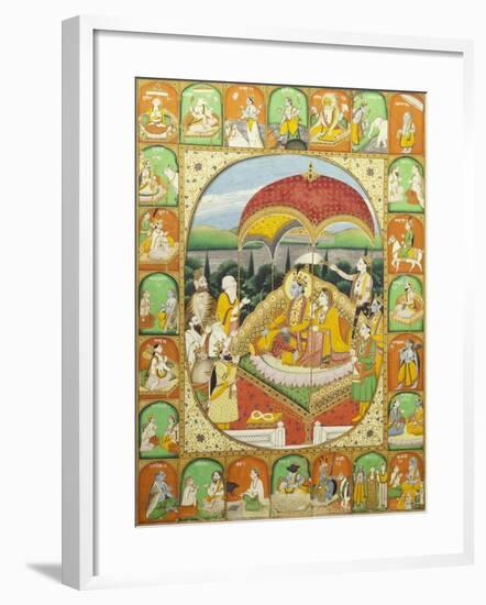 Rama and Sita Enthroned. Mandi, c.1800-1820-null-Framed Giclee Print