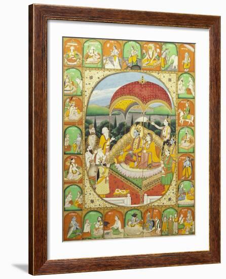 Rama and Sita Enthroned. Mandi, c.1800-1820-null-Framed Giclee Print