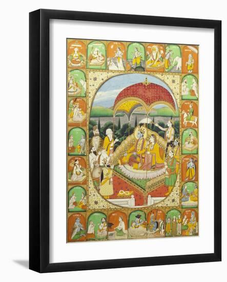 Rama and Sita Enthroned. Mandi, c.1800-1820-null-Framed Giclee Print