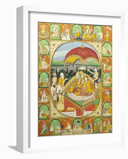 Rama and Sita Enthroned. Mandi, c.1800-1820-null-Framed Giclee Print