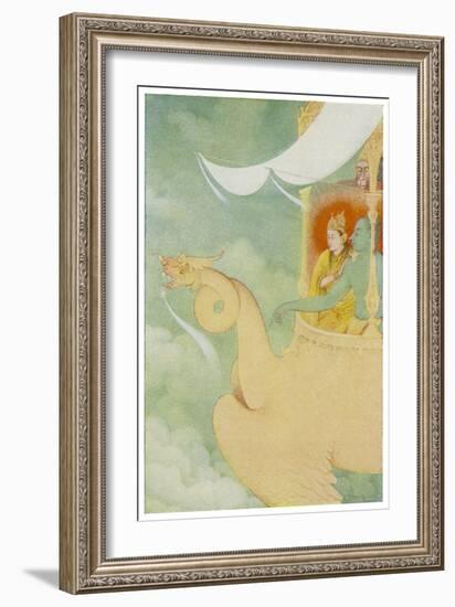 Rama and Sita Return to Ayodhya in the Vehicle Pushpaka-null-Framed Art Print
