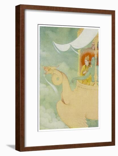 Rama and Sita Return to Ayodhya in the Vehicle Pushpaka-null-Framed Art Print