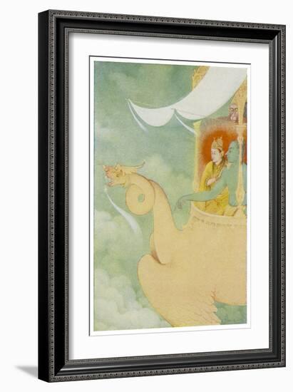 Rama and Sita Return to Ayodhya in the Vehicle Pushpaka-null-Framed Art Print