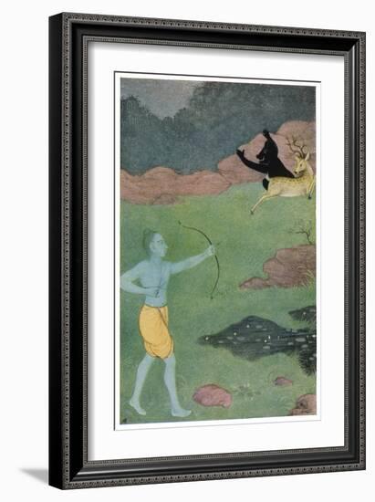 Rama the 7th Avatar of Vishnu Slays Maricha Who Has Assumed the Form of a Deer-K. Venkatappa-Framed Art Print