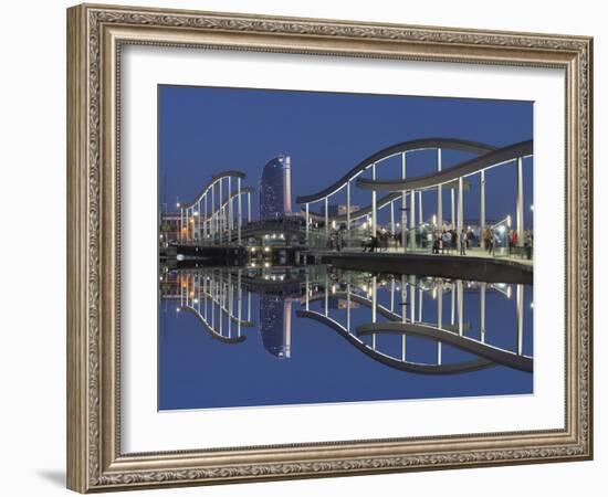 Rambla del Mar at Port Vell, W Hotel, Barcelona, Catalonia, Spain, Europe-Markus Lange-Framed Photographic Print