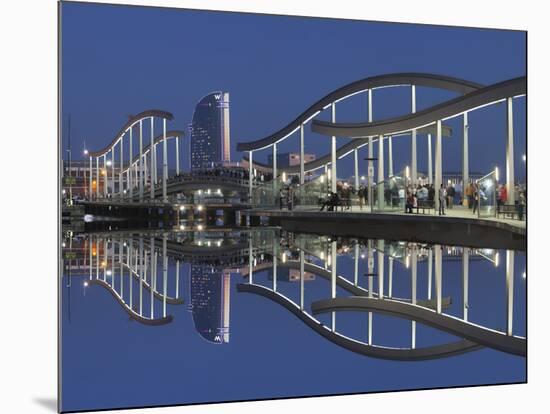 Rambla del Mar at Port Vell, W Hotel, Barcelona, Catalonia, Spain, Europe-Markus Lange-Mounted Photographic Print