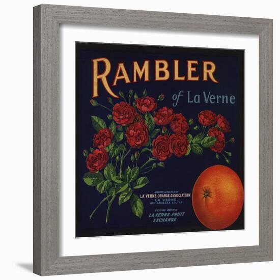 Rambler Brand - La Verne, California - Citrus Crate Label-Lantern Press-Framed Art Print