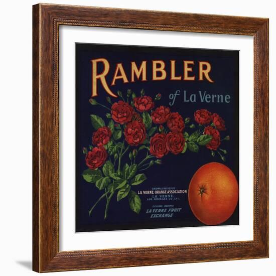 Rambler Brand - La Verne, California - Citrus Crate Label-Lantern Press-Framed Art Print