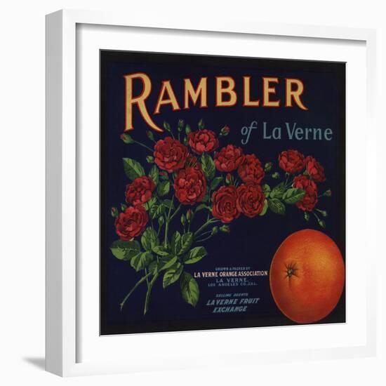 Rambler Brand - La Verne, California - Citrus Crate Label-Lantern Press-Framed Art Print