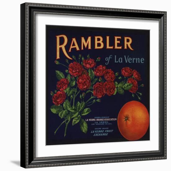 Rambler Brand - La Verne, California - Citrus Crate Label-Lantern Press-Framed Art Print