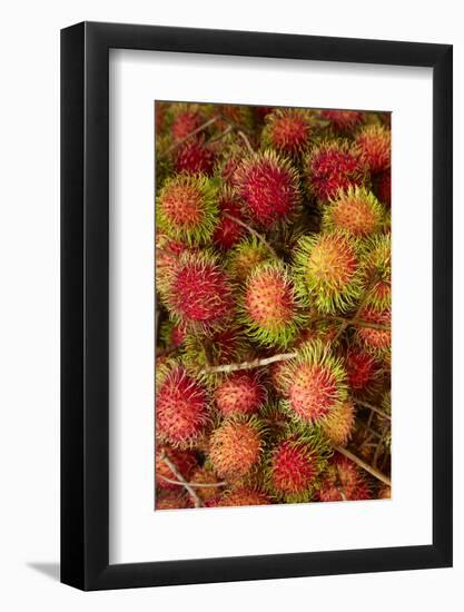 Rambutan fruit at Can Duoc Market, Long An Province, Mekong Delta, Vietnam-David Wall-Framed Photographic Print