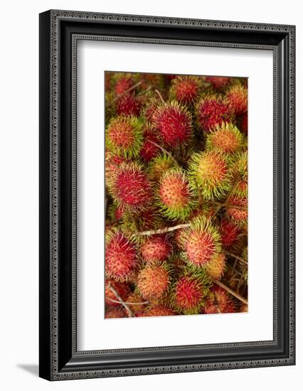 Rambutan fruit at Can Duoc Market, Long An Province, Mekong Delta, Vietnam-David Wall-Framed Photographic Print