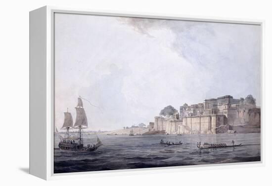 Ramnagar, Near Benares [Varanasi], Uttar Pradesh, C. 1788-9 (Pencil, Pen and Black Ink, W/C)-Thomas & William Daniell-Framed Premier Image Canvas