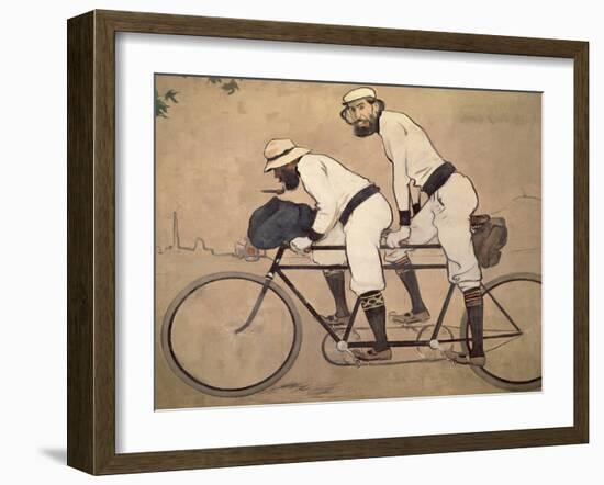 Ramon Casas And Father Romeu Riding a Tandem-Ramon Casas-Framed Giclee Print