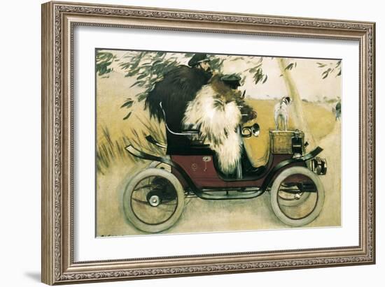 Ramon Casas and Pere Romeu in an Automobile-Ramon Casas Carbo-Framed Art Print