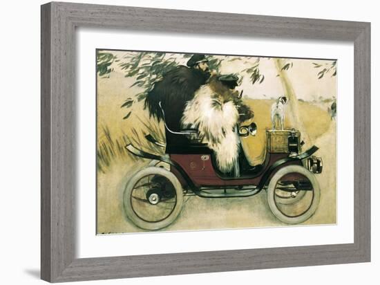 Ramon Casas and Pere Romeu in an Automobile-Ramon Casas Carbo-Framed Art Print