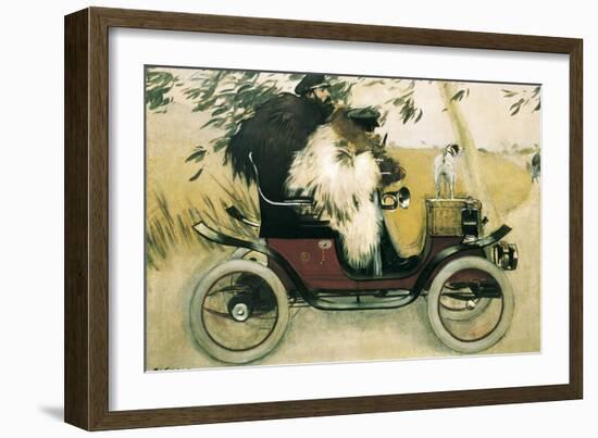 Ramon Casas and Pere Romeu in an Automobile-Ramon Casas Carbo-Framed Art Print