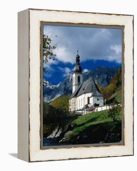 Ramsau Church Above Ramsauer Arche Stream, Berchtesgaden, Germany-Martin Moos-Framed Premier Image Canvas