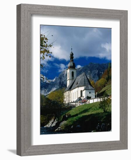 Ramsau Church Above Ramsauer Arche Stream, Berchtesgaden, Germany-Martin Moos-Framed Photographic Print