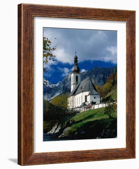 Ramsau Church Above Ramsauer Arche Stream, Berchtesgaden, Germany-Martin Moos-Framed Photographic Print