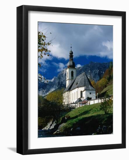 Ramsau Church Above Ramsauer Arche Stream, Berchtesgaden, Germany-Martin Moos-Framed Photographic Print
