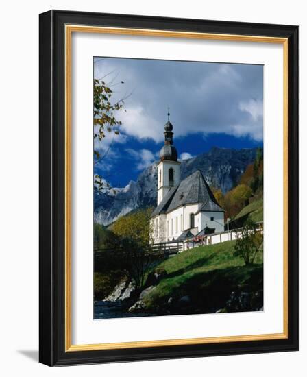 Ramsau Church Above Ramsauer Arche Stream, Berchtesgaden, Germany-Martin Moos-Framed Photographic Print