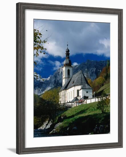 Ramsau Church Above Ramsauer Arche Stream, Berchtesgaden, Germany-Martin Moos-Framed Photographic Print