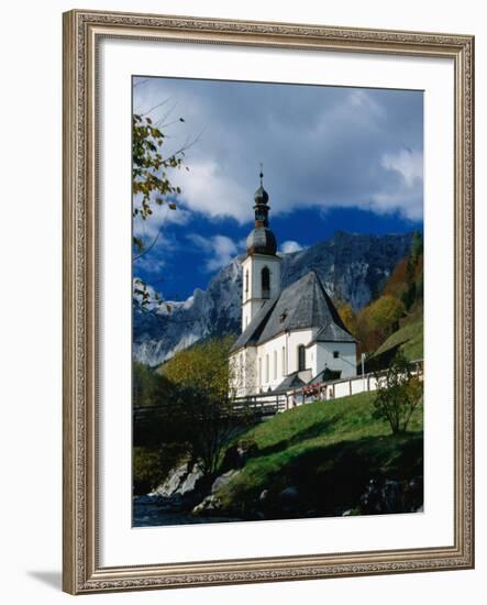 Ramsau Church Above Ramsauer Arche Stream, Berchtesgaden, Germany-Martin Moos-Framed Photographic Print