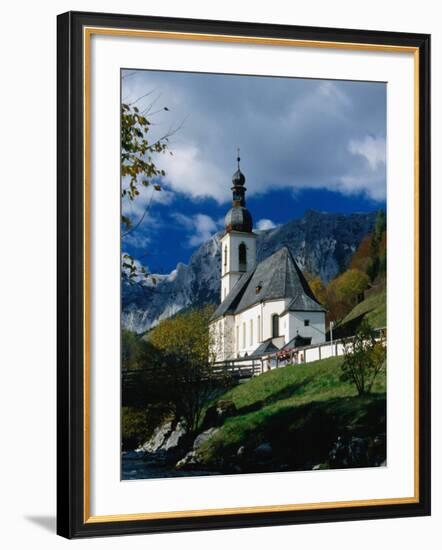 Ramsau Church Above Ramsauer Arche Stream, Berchtesgaden, Germany-Martin Moos-Framed Photographic Print