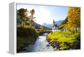 Ramsau Church in Autumn, Ramsau, Near Berchtesgaden, Bavaria, Germany, Europe-Miles Ertman-Framed Premier Image Canvas