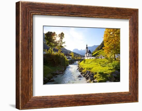 Ramsau Church in Autumn, Ramsau, Near Berchtesgaden, Bavaria, Germany, Europe-Miles Ertman-Framed Photographic Print