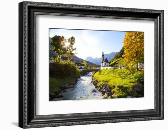 Ramsau Church in Autumn, Ramsau, Near Berchtesgaden, Bavaria, Germany, Europe-Miles Ertman-Framed Photographic Print