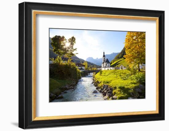 Ramsau Church in Autumn, Ramsau, Near Berchtesgaden, Bavaria, Germany, Europe-Miles Ertman-Framed Photographic Print