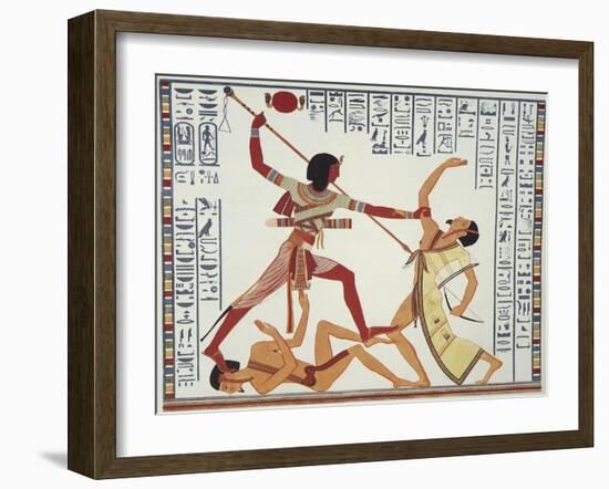 Ramses II Fighting and Killing Libyan Leader-Ippolito Rosellini-Framed Giclee Print