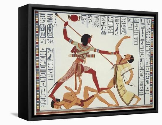 Ramses II Fighting and Killing Libyan Leader-Ippolito Rosellini-Framed Premier Image Canvas