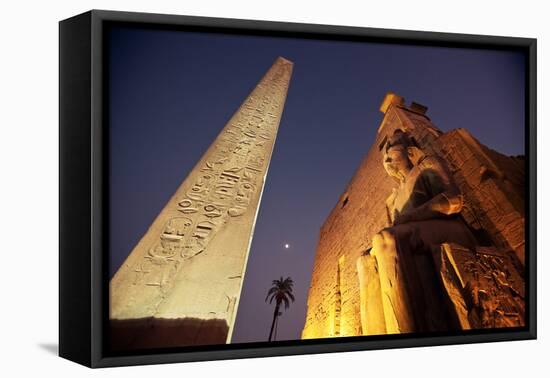 Ramses Statue and Obelisk at the Entrance to the Luxor Temple Complex-Alex Saberi-Framed Premier Image Canvas